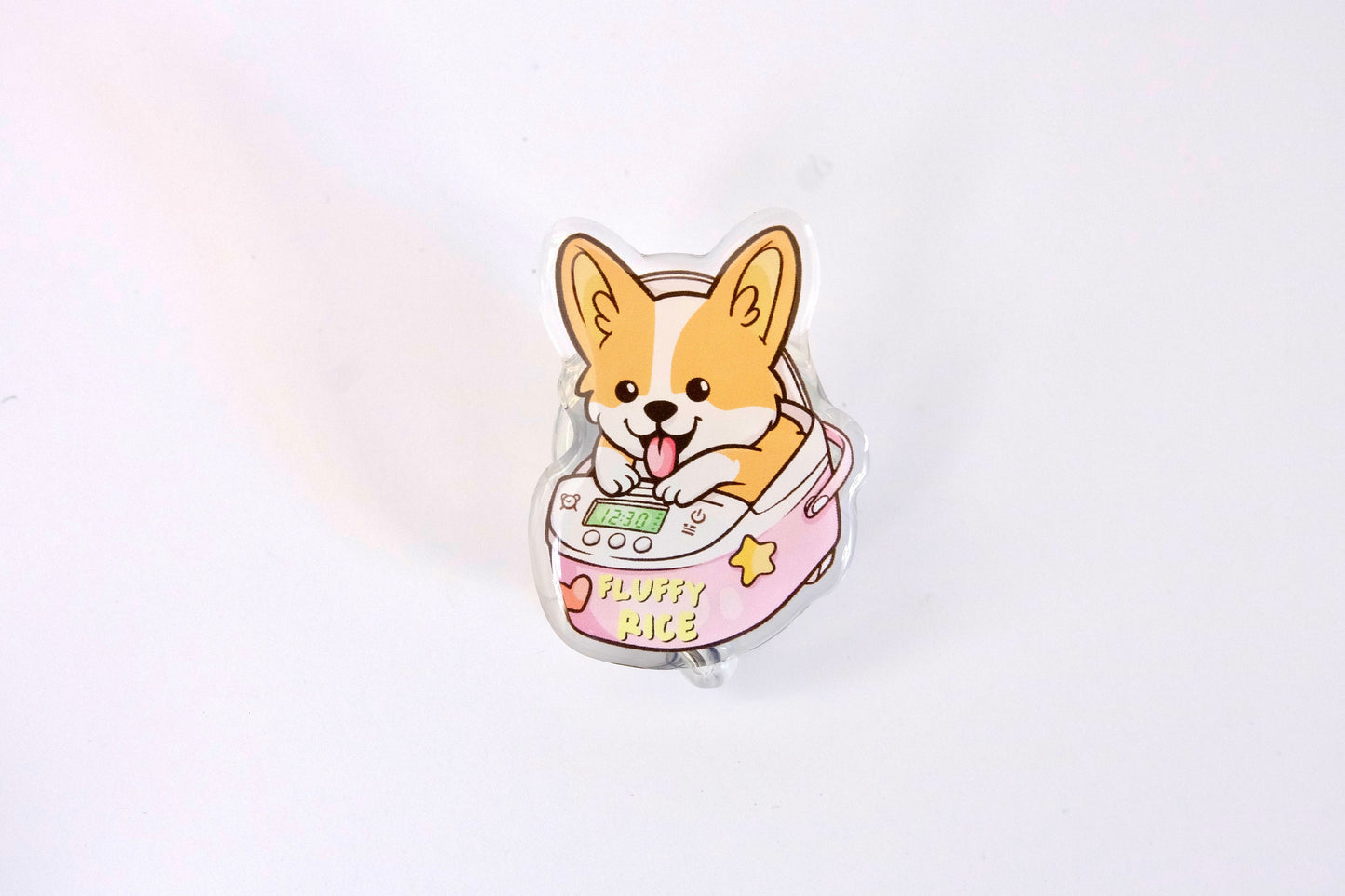 Cute Corgi Nurse Badge Reel - Fluffy Rice