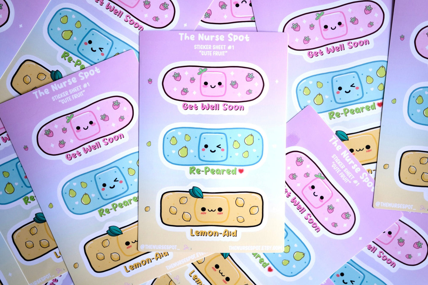 Cute Fruit Sticker Sheet - Cute Nurse Stickers