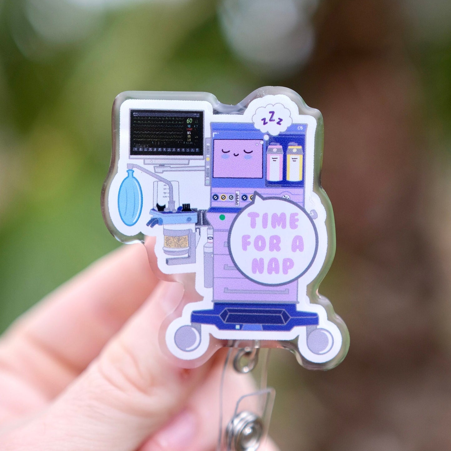 Personalized Anesthesia Machine Acrylic Nurse Badge Reel
