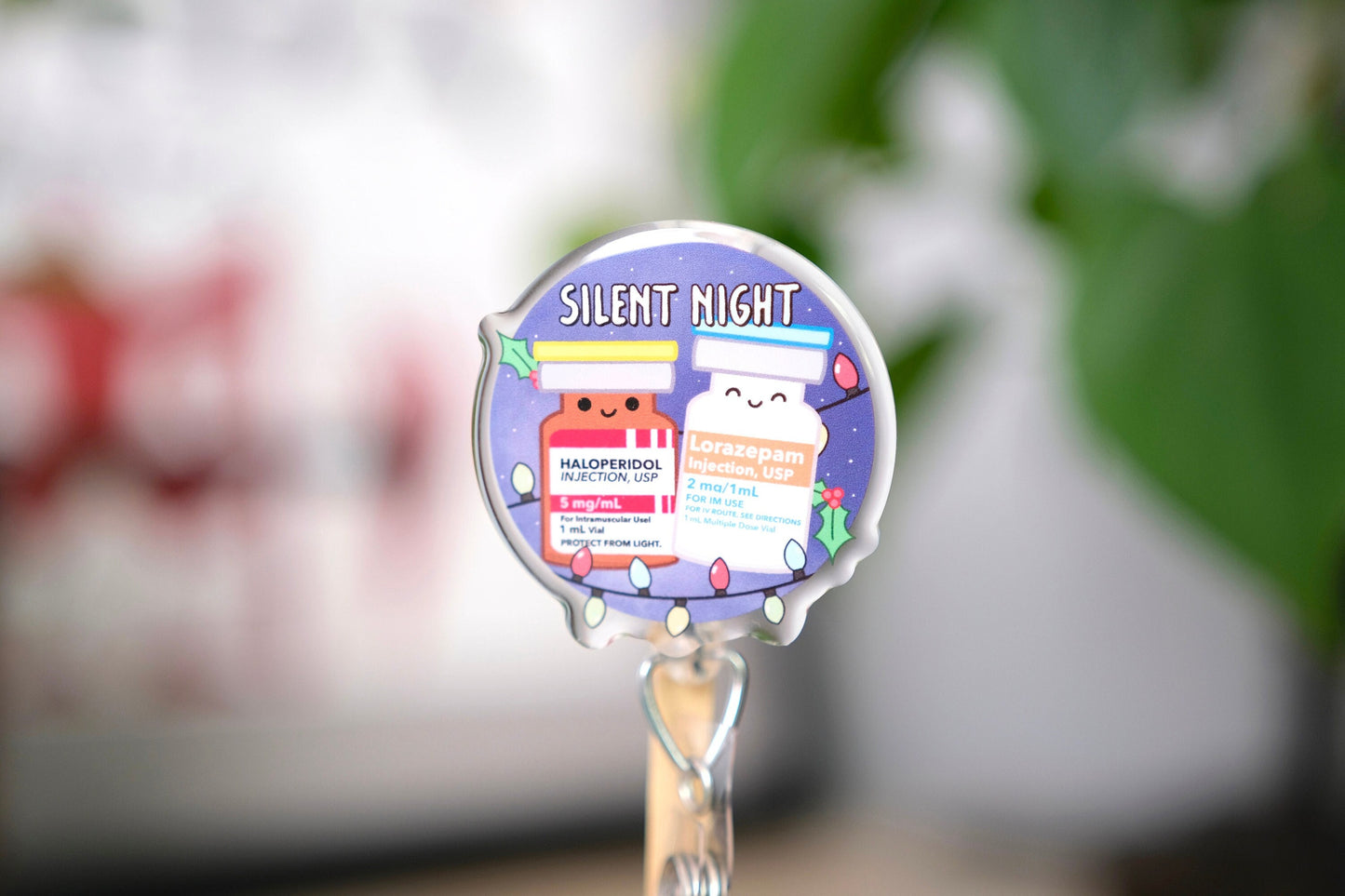 Silent Night Badge Reel, Christmas Badge Reel, Nursing Badge Reel