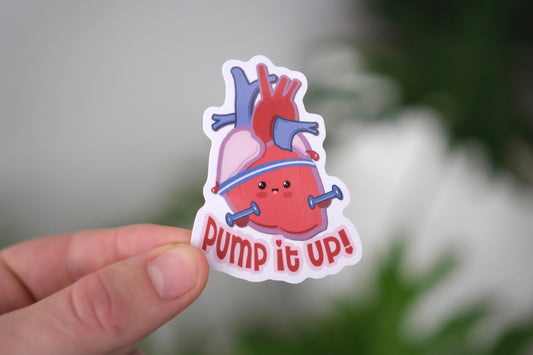 Cardiac "Pump it Up" Vinyl Sticker, Cute Nurse Stickers