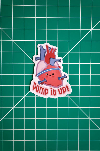 Cardiac "Pump it Up" Vinyl Sticker, Cute Nurse Stickers