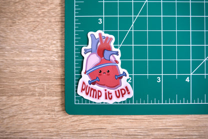 Cardiac "Pump it Up" Vinyl Sticker, Cute Nurse Stickers