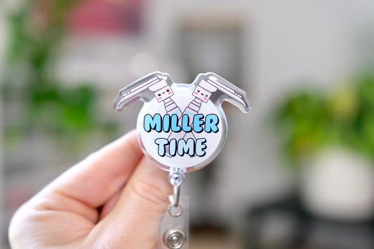 Custom Miller Time Nurse Badge Reel