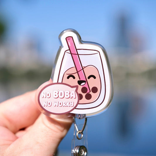 Cute Boba Custom Nurse Badge Reel