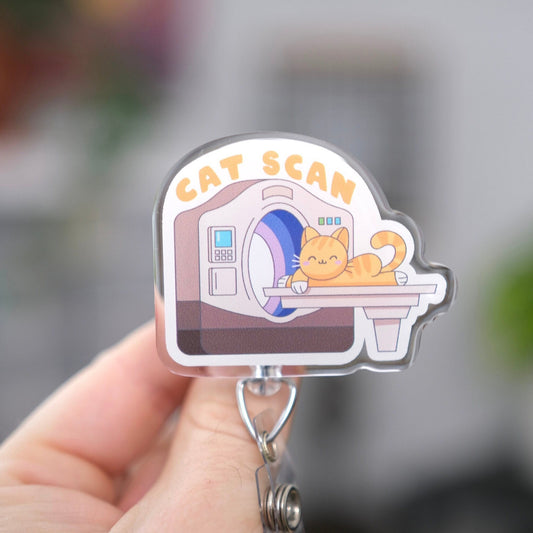 Cute Cat Scan Nurse Badge Reel, Nursing Badge Reel