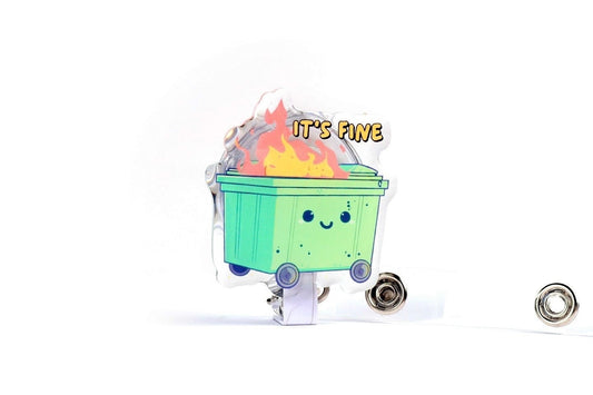 Cute Dumpster Fire Badge Reel - Custom Nurse Badge Reel