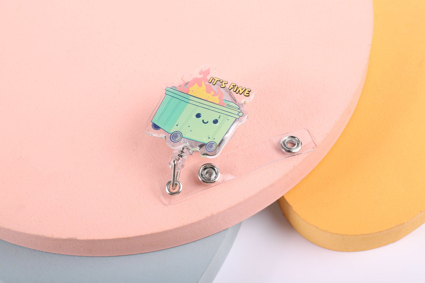 Cute Dumpster Fire Badge Reel - Custom Nurse Badge Reel