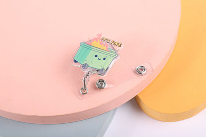 Cute Dumpster Fire Badge Reel - Custom Nurse Badge Reel
