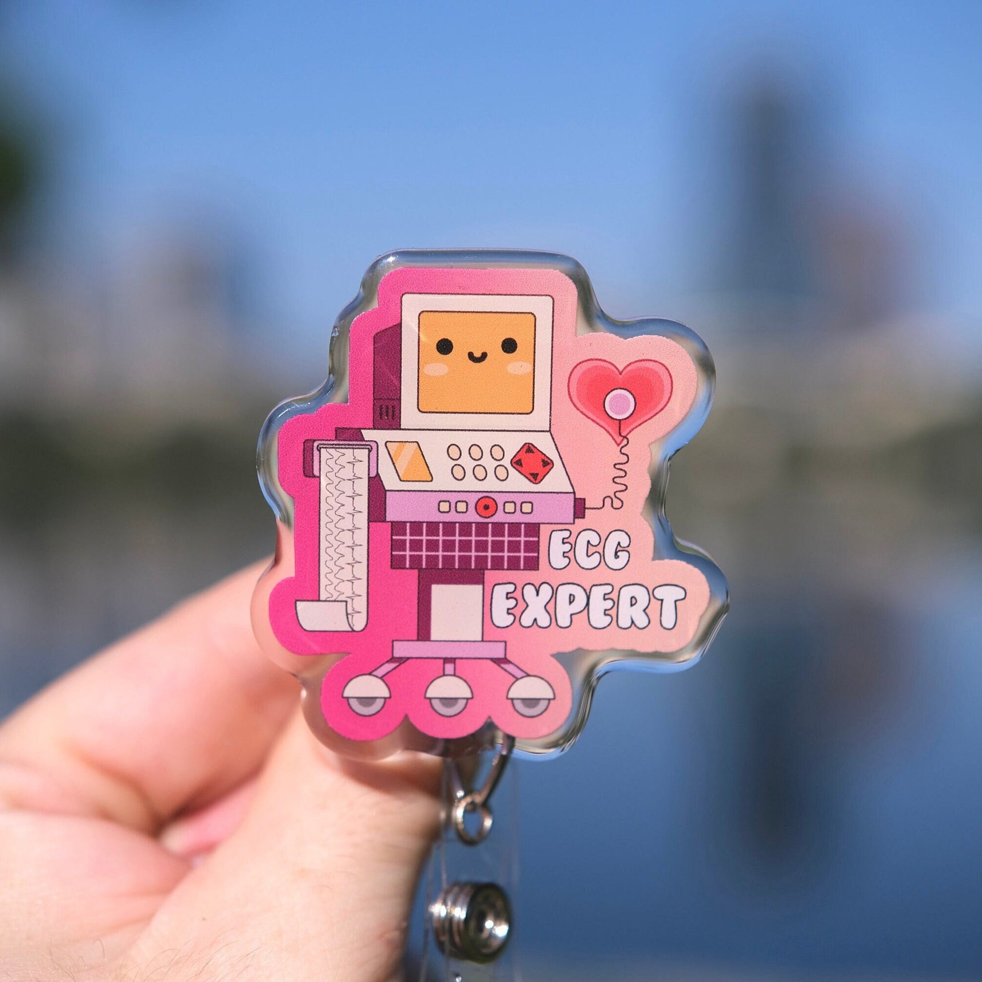 Cute ECG Machine Nurse Badge Reel, Custom Badge Reel