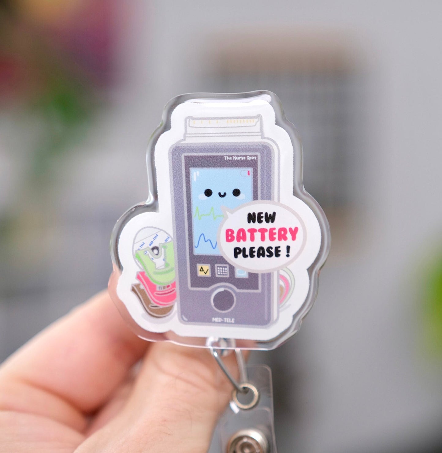 Cute Heart Monitor Nurse Badge Reel - Retractable Nurse Badge