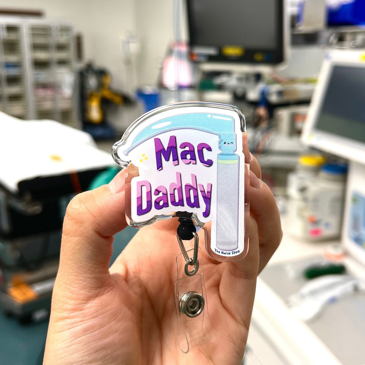 Cute Mac Daddy Nurse Badge Reel, Anesthesia Badge Reel