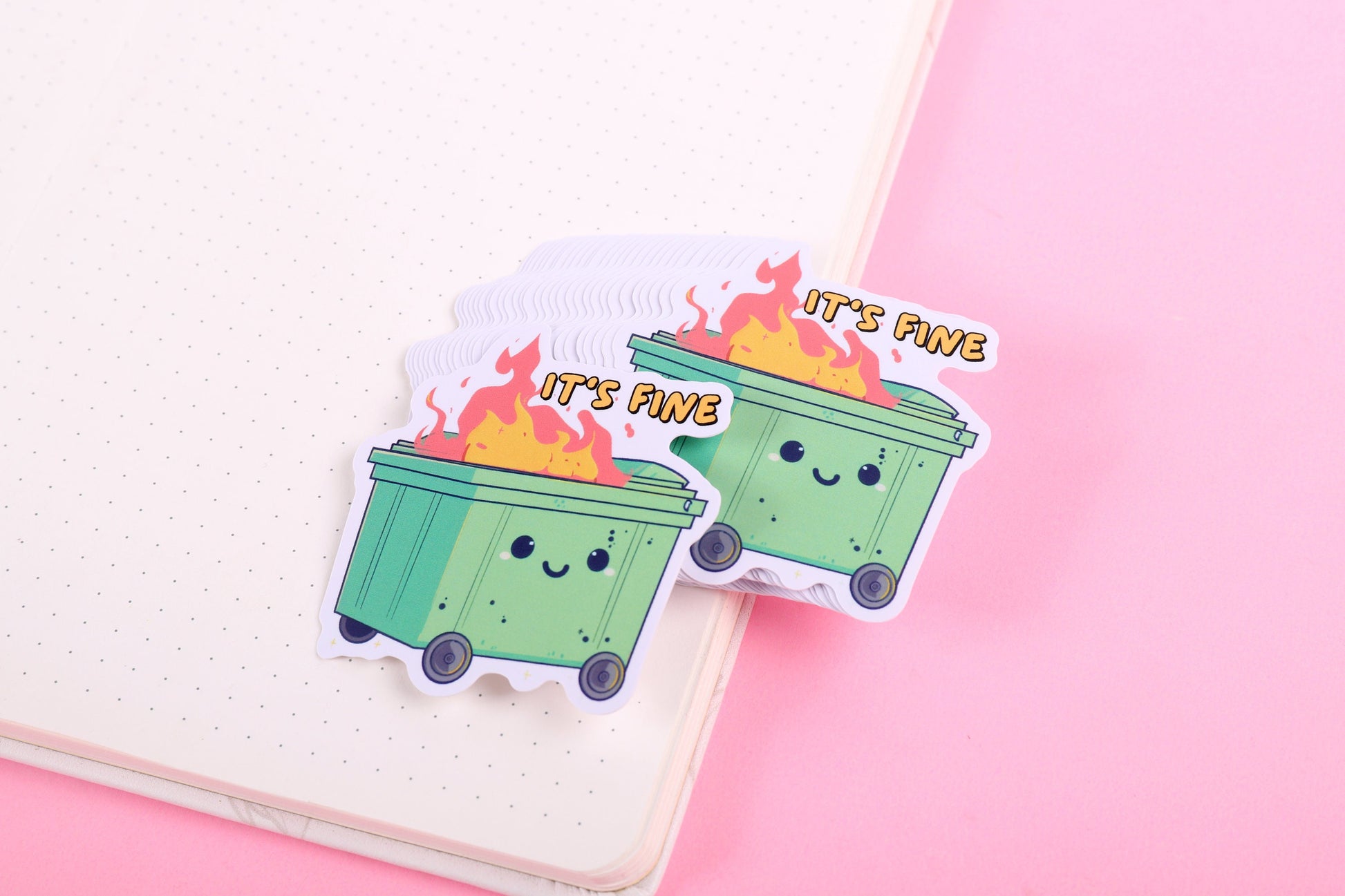 Dumpster Fire, Cute Nurse Matte Stickers