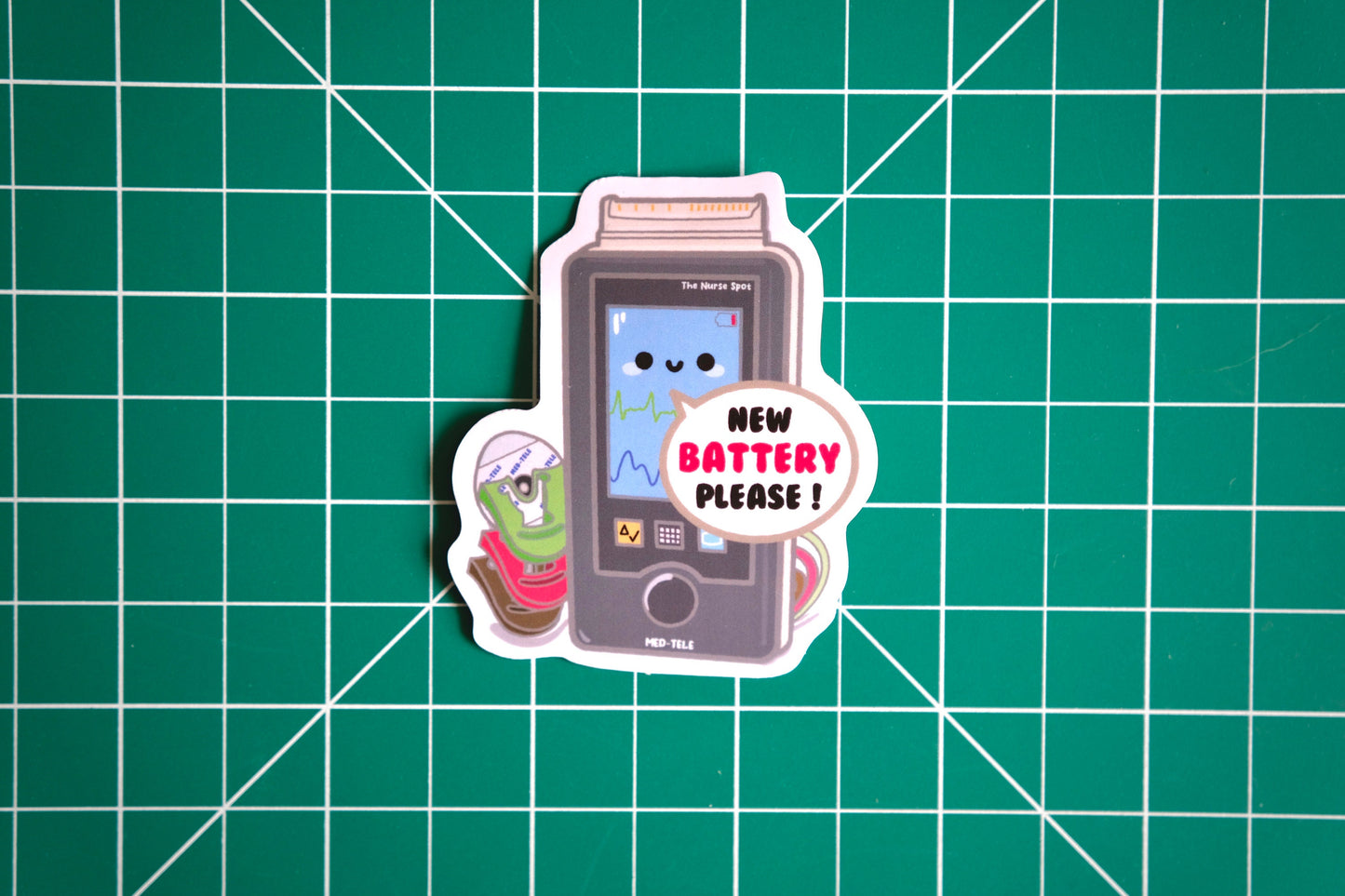 Heart Monitor Vinyl Sticker, Matte, Cute Nurse Stickers