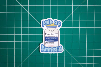 Milk of Amnesia Vinyl Cute Nurse Stickers, Nursing Sticker