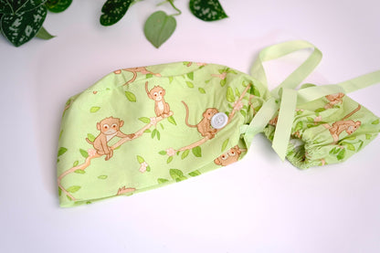 Monkey Scrub Cap - Scrub Caps for Women Ponytail, Surgical Cap