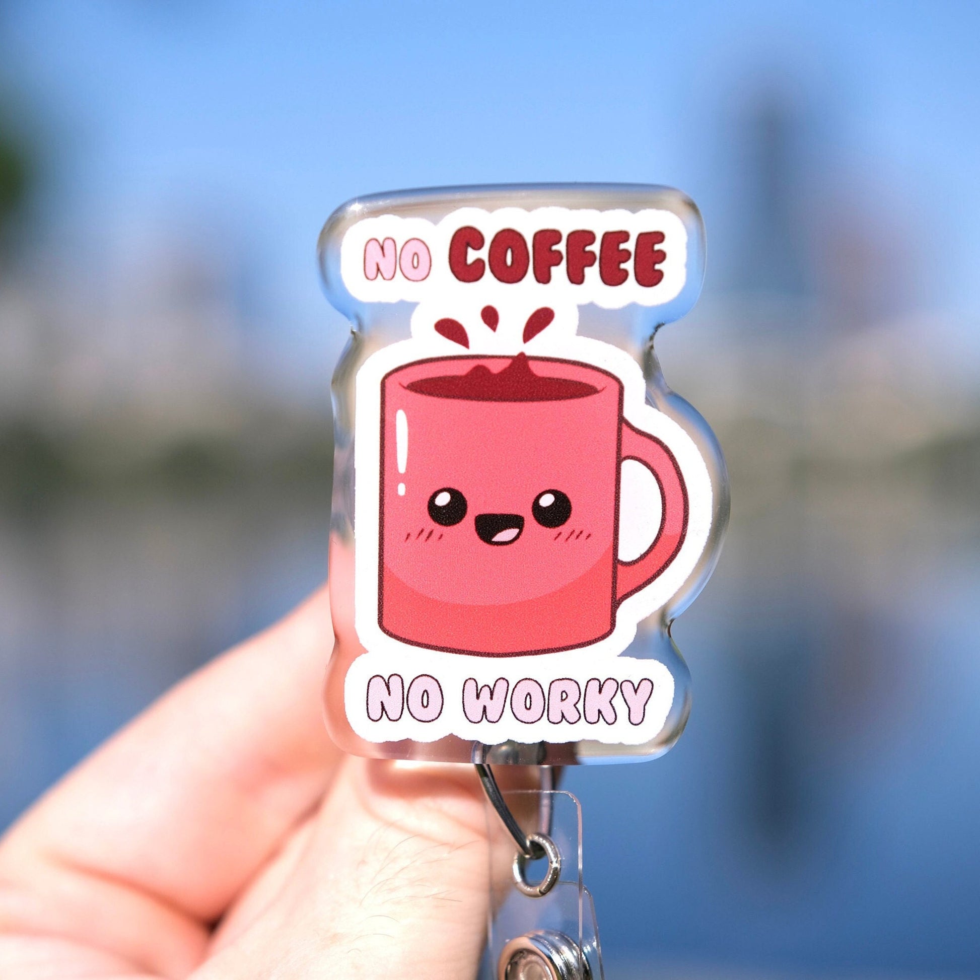 No Coffee Badge Reel, Custom Nursing Badge Reel