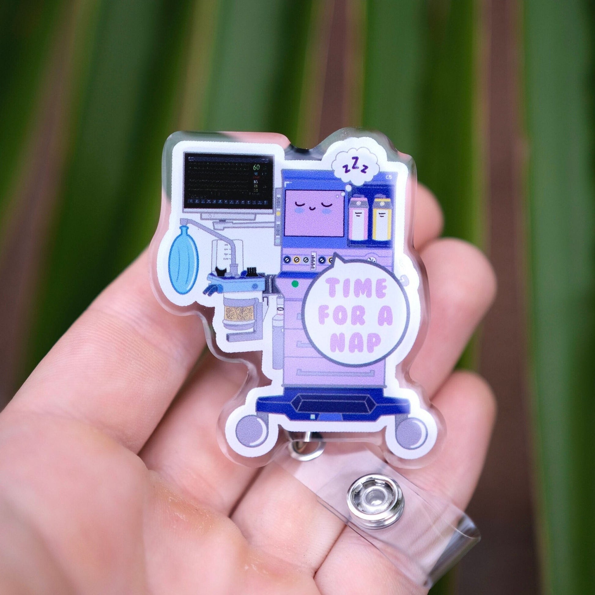 Personalized Anesthesia Machine Acrylic Nurse Badge Reel