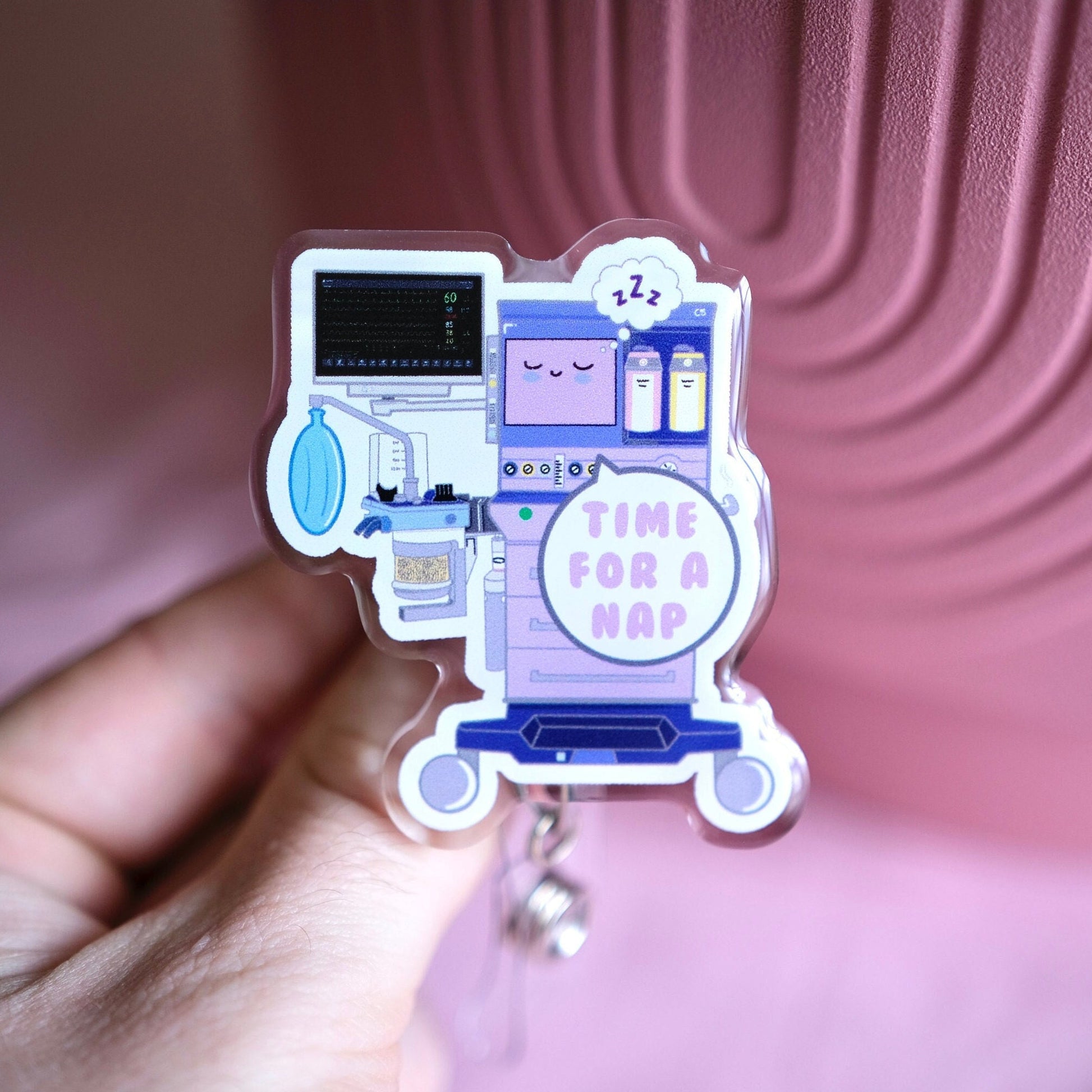 Personalized Anesthesia Machine Acrylic Nurse Badge Reel