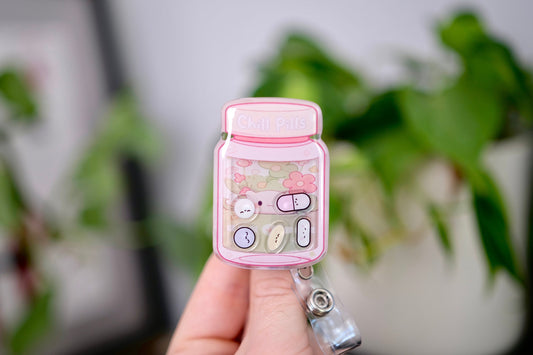 Personalized Chill Pills Shaker Nurse Badge Reel