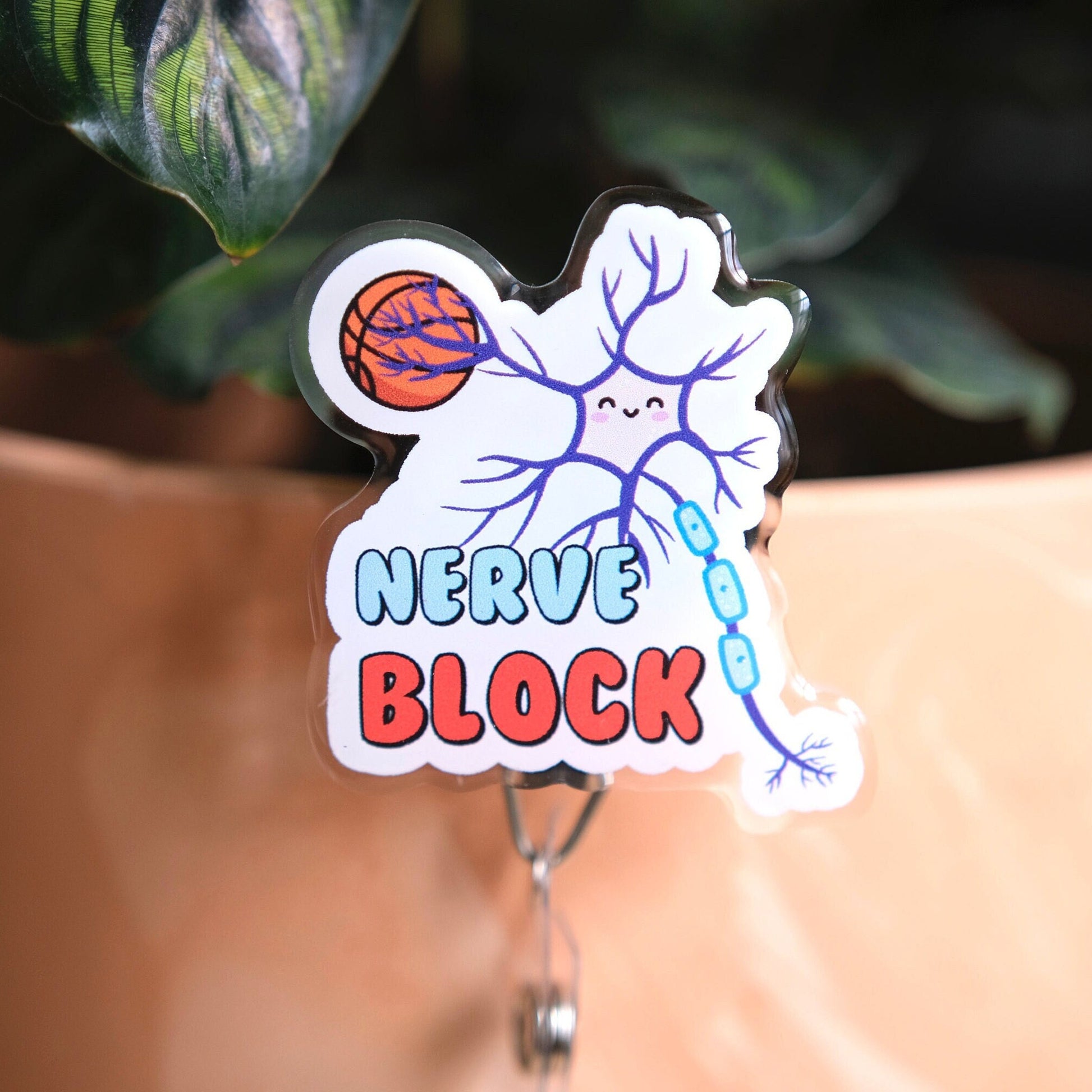 Personalized Nerve Block Nurse Badge Reel, Kawaii Badge Reel