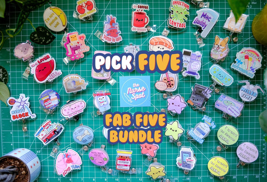 Personalized Pick 5 Nurse Badge Reels - Fab Five Bundle