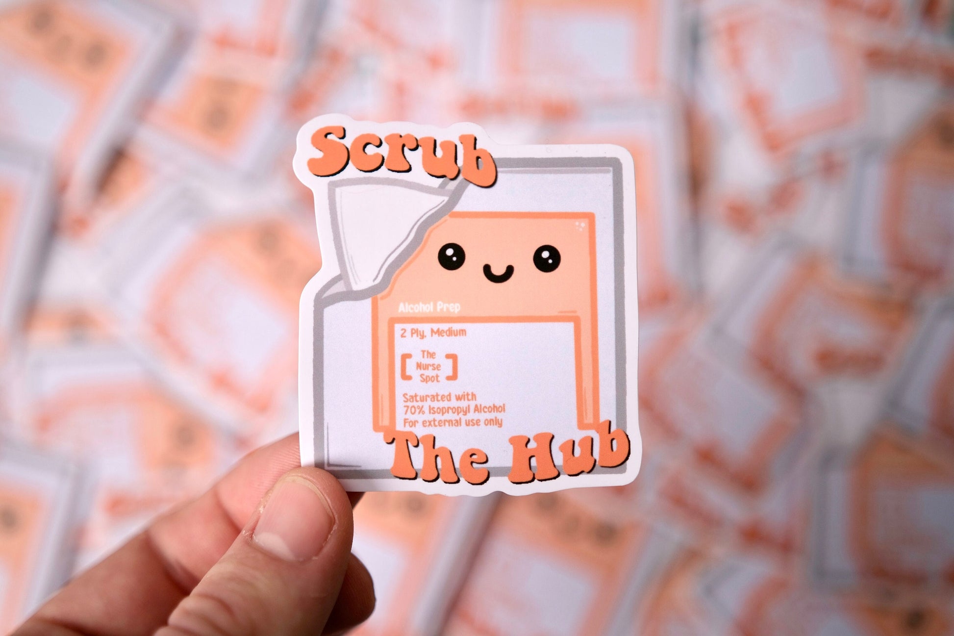 Scrub The Hub Vinyl Sticker, Kawaii Healthcare Stickers