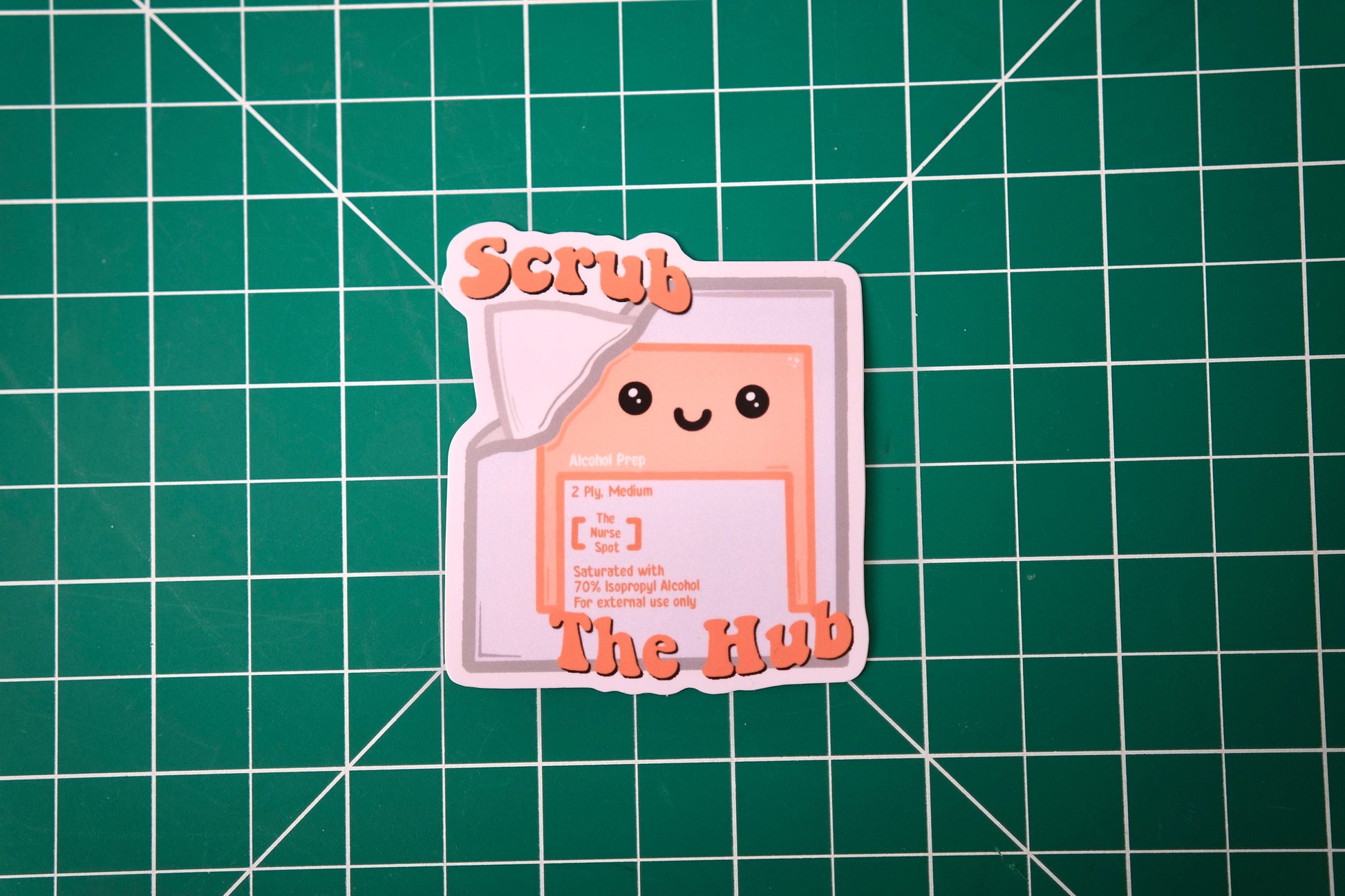 Scrub The Hub Vinyl Sticker, Kawaii Healthcare Stickers