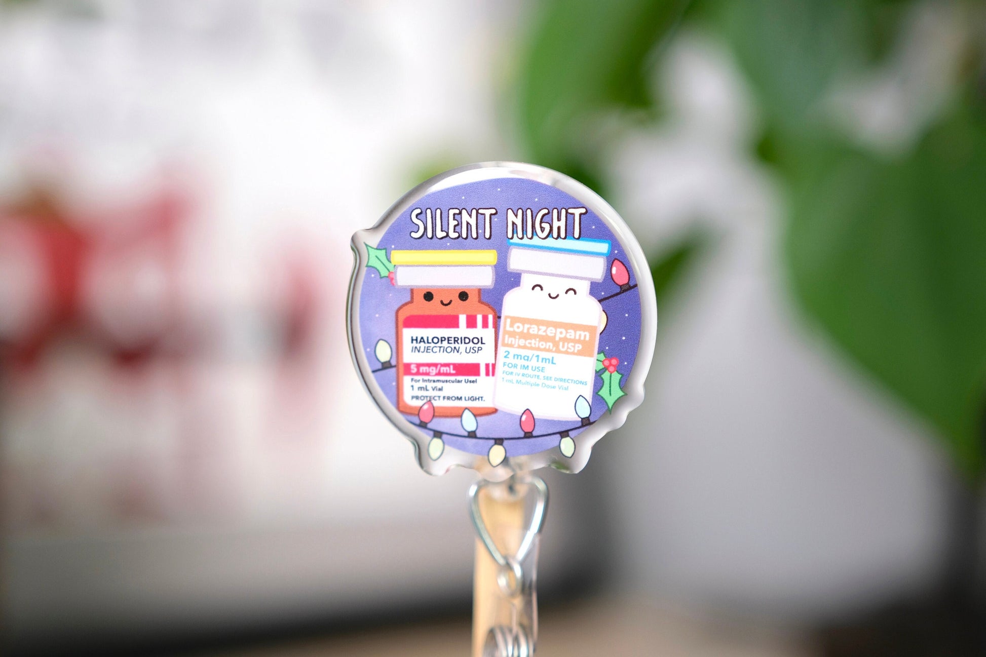 Silent Night Badge Reel, Christmas Badge Reel, Nursing Badge Reel
