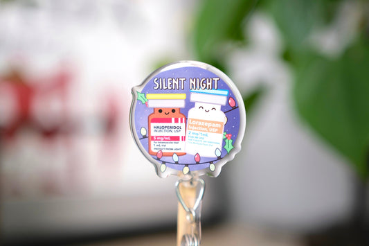 Silent Night Badge Reel, Christmas Badge Reel, Nursing Badge Reel