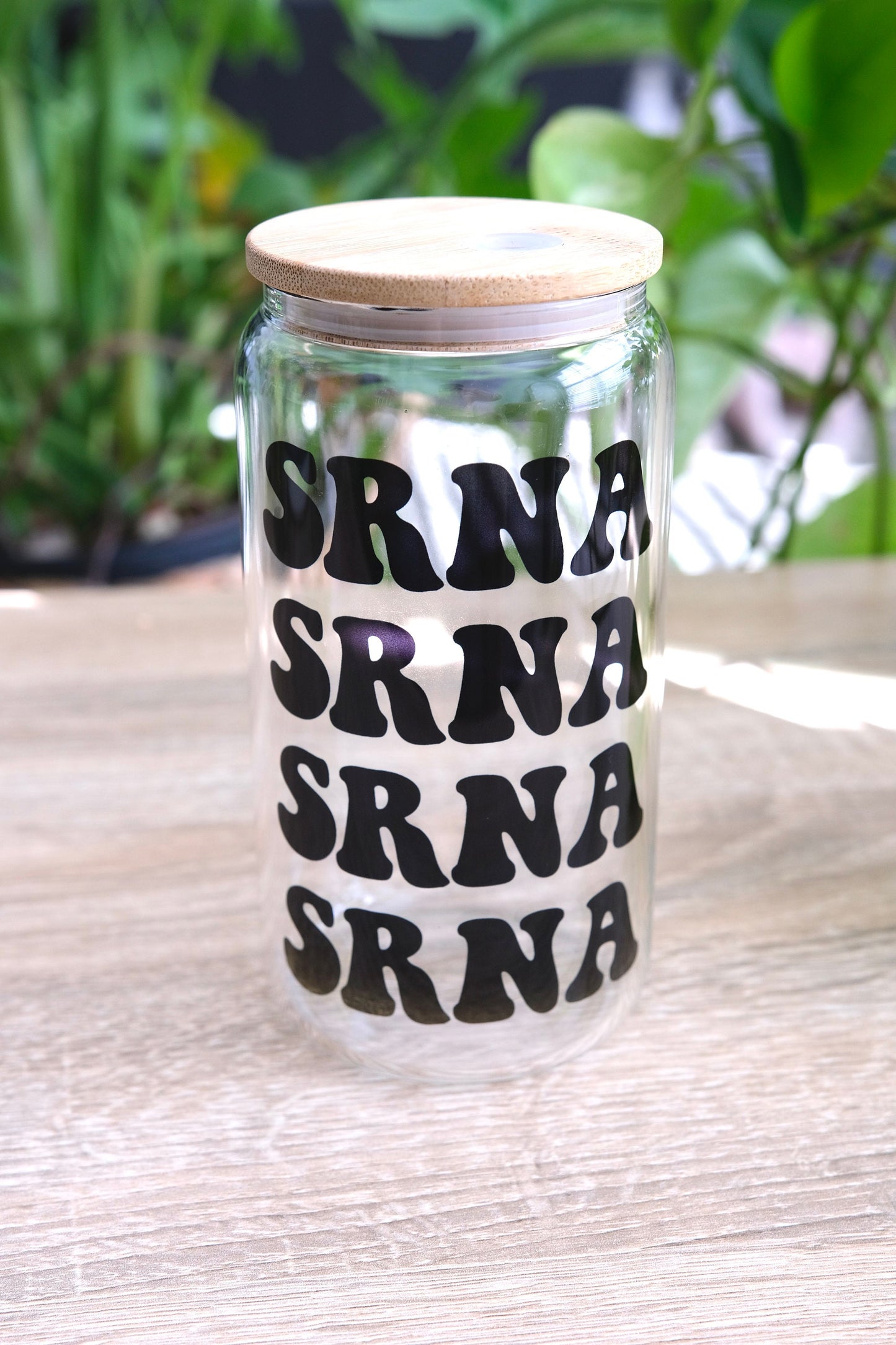 SRNA Glass Cup, Bamboo Lid, Cute SRNA Gift, CRNA, Nurse Anesthesia, Operating Room, Registered Nurse