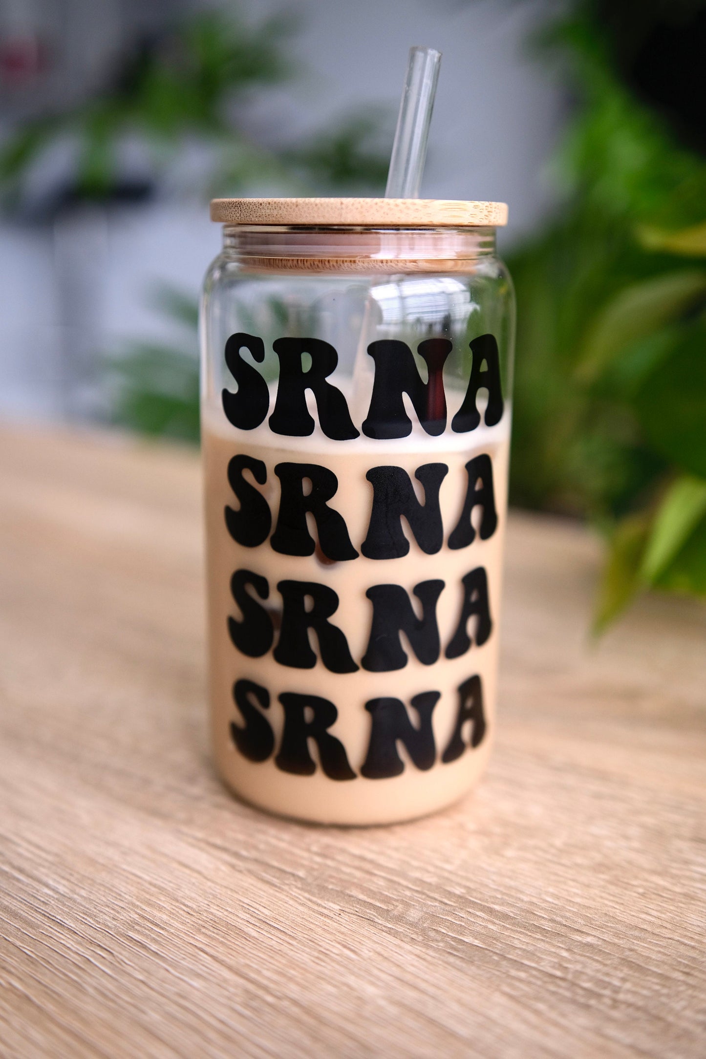 SRNA Glass Cup, Bamboo Lid, Cute SRNA Gift, CRNA, Nurse Anesthesia, Operating Room, Registered Nurse